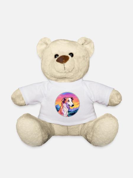 Barzoï chien race Cartoon Kawaii aquarelle - Nounours - blanc
