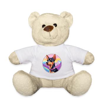 Arlequin Pinscher chien race dessin animé kawaii waterc - Nounours - blanc - Devant