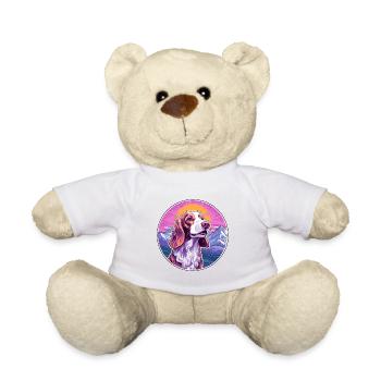 Irish Red And White Setter Dog Breed Cartoon Kawai - Teddy Bear - white - Front