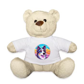 Lapponian Herder Dog Breed Cartoon Kawaii Watercol - Teddy Bear - white - Front