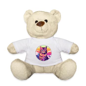 Havanna Braune Katze Bunte Karikatur Aquarell Illus - Teddy - Weiß - Vorne