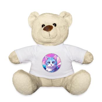Russische blaue Katze bunte Karikatur Aquarell Illus - Teddy - Weiß - Vorne