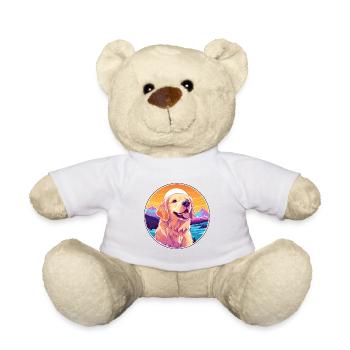 Retriever Plat Enduit Chien Race Cartoon Kawaii Wat - Nounours - blanc - Devant