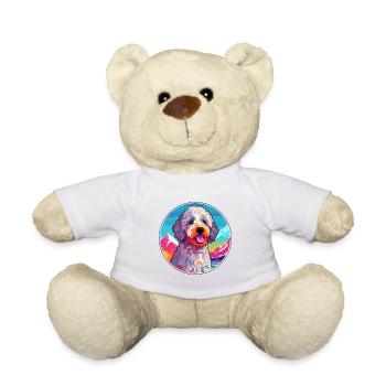 Spanischer Wasserhund Rasse Cartoon Kawaii Aquarell - Teddy - Weiß - Vorne