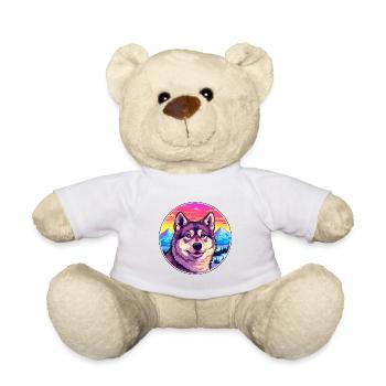 Chien d’élan suédois race de chien Cartoon Kawaii Watercol - Nounours - blanc - Devant