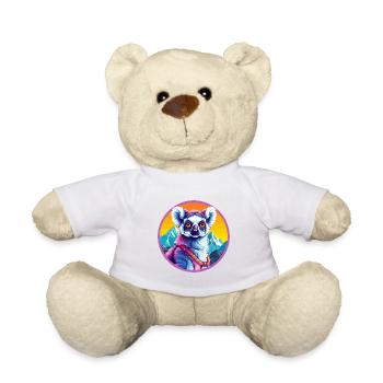 Lémurien Aquarelle Dessin Animé Kawaii Animal Animal Colorfu - Nounours - blanc - Devant