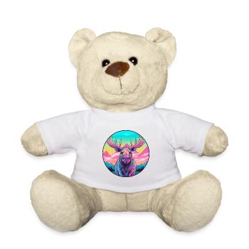 Elch Aquarell Karikatur Kawaii Haustier Tier Farbefu - Teddy - Weiß - Vorne