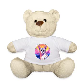 Arabian Egyptian Mau Cat Colorful Cartoon Watercol - Teddy Bear - white - Front