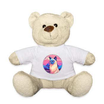 Balinesische Katze Bunte Karikatur Aquarell Illustrat - Teddy - Weiß - Vorne