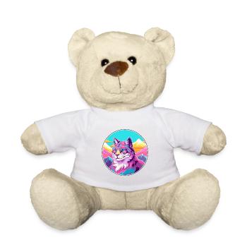 Katze Aquarell Karikatur Kawaii Haustier Tier Bunt - Teddy - Weiß - Vorne