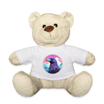 Corbeau Aquarelle Dessin Animé Kawaii Animal De Compagnie Coloré - Nounours - blanc - Devant