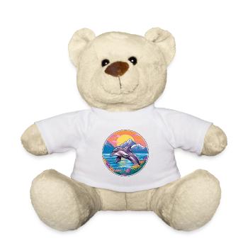 Dolphin Watercolor Cartoon Kawaii Pet Animal Color - Teddy Bear - white - Front