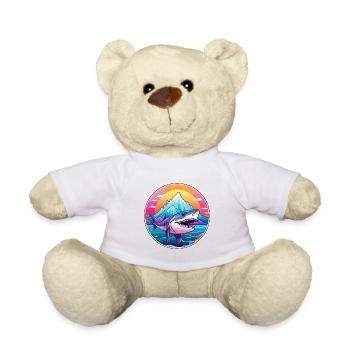 Requin Aquarelle Dessin Animé Kawaii Animal De Compagnie Colorfu - Nounours - blanc - Devant