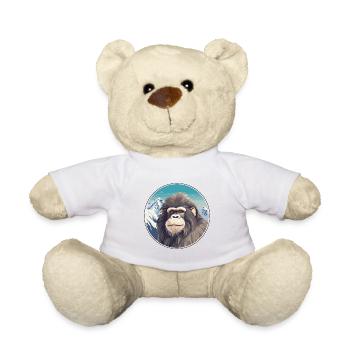 Baboon Watercolor Cartoon Kawaii Pet Animal Colorf - Teddy Bear - white - Front