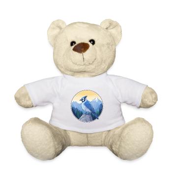 Blue Jay Watercolor Cartoon Kawaii Pet Animal Colo - Teddy Bear - white - Front