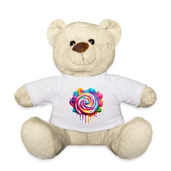 Lutscher / Lolli Pop / Süßigkeit / schlecken / süß - Teddy - Weiß - Vorne