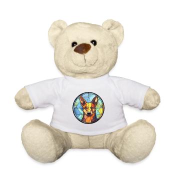 Australian Kelpie Dog Breed Stained Glass Colorful - Teddy Bear - white - Front