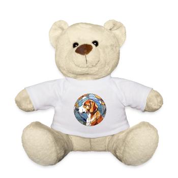 Braque Auvergne Hunderasse Buntglas Bunt W - Teddy - Weiß - Vorne