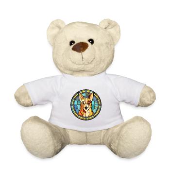 Canaan chien race vitrail aquarelle colorée - Nounours - blanc - Devant