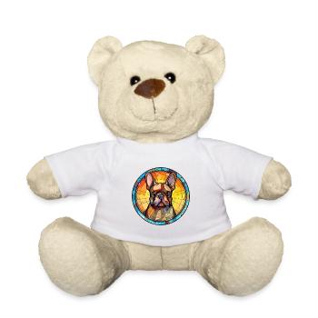 Bouledogue Français chien race vitrail coloré Wa - Nounours - blanc - Devant