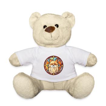 Spitz allemand chien race vitrail coloré Wate - Nounours - blanc - Devant