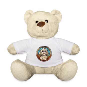 Lhassa Apso chien race vitrail coloré waterc - Nounours - blanc - Devant