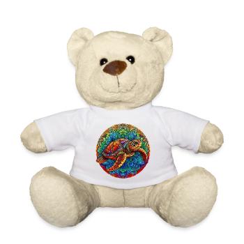 Meeresschildkröte mit Mandalas verziert - Teddy - Weiß - Vorne