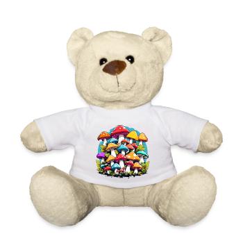 colorful mushrooms, mushrooms, fungi - Teddy Bear - white - Front