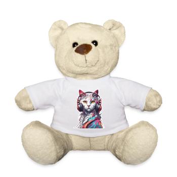 Headphones / Audio / Music / Animal / Cat / Cool - Teddy Bear - white - Front