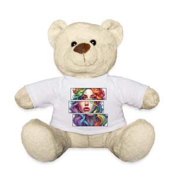 Frau / hübsch / Porträt / buntes Haar / Model - Teddy - Weiß - Vorne