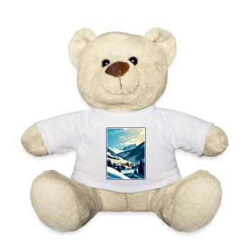 Saalbach Autriche Vintage voyage affiche Souvenir - Nounours - blanc - Devant