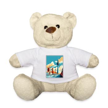 Dusseldorf Germany Vintage Travel Poster Souvenir - Teddy Bear - white - Front