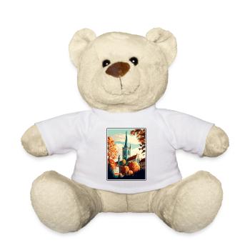 Augsburg Germany Vintage Travel Poster Souvenir - Teddy Bear - white - Front