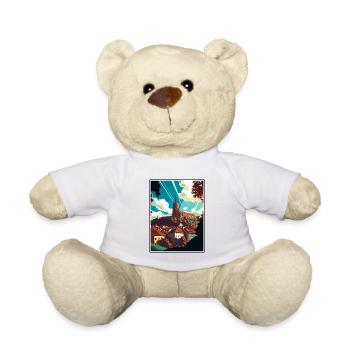 Fribourg Switzerland Vintage Travel Poster WPA Art - Teddy Bear - white - Front
