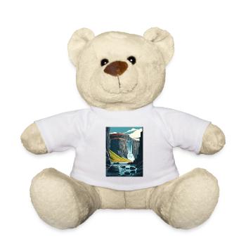 Skaftafell Island Wasserfall Vintage Reiseposter - Teddy - Weiß - Vorne