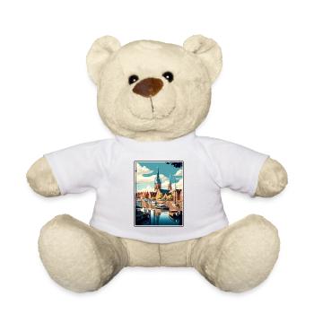 Flensburg Germany Vintage Travel Poster Souvenir - Teddy Bear - white - Front