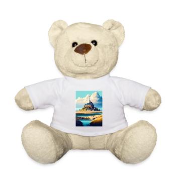 Mont Saint Michel France Vintage Travel Poster WPA - Teddy Bear - white - Front