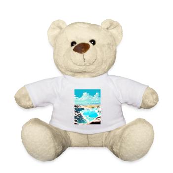 Pamukkale Decoration Vintage Travel Poster WPA Art - Teddy Bear - white - Front