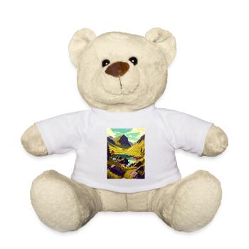 Schottische Highlands Schottland Vintage Reiseposter - Teddy - Weiß - Vorne