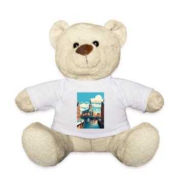 Hamburg Deutschland Vintage Reiseposter WPA Souvenir - Teddy - Weiß - Vorne