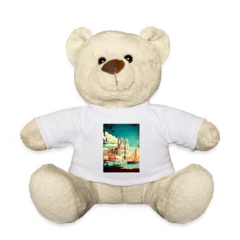 La Rochelle France Vintage Travel Poster Souvenir - Teddy Bear - white - Front