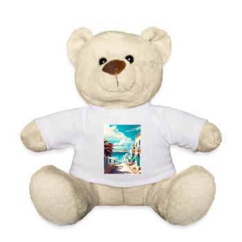Mykonos Grèce décoration Vintage Travel Poster - Nounours - blanc - Devant