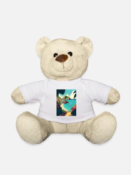 St Barth Caraïbes Vintage voyage affiche Souvenir - Nounours - blanc