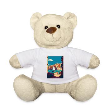 La Valette Malte Vintage voyage affiche WPA Souvenir - Nounours - blanc - Devant