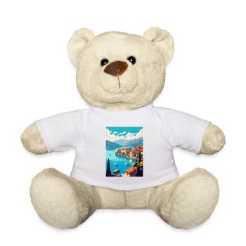 Lago Maggiore Schweiz Vintage Reiseposter - Teddy - Weiß - Vorne