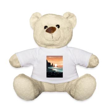Plage de sable noir Islande Vintage voyage affiche WPA - Nounours - blanc - Devant