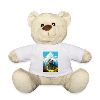 Schloss Neuschwanstein Deutschland Reiseplakat - Teddy - Weiß - Vorne