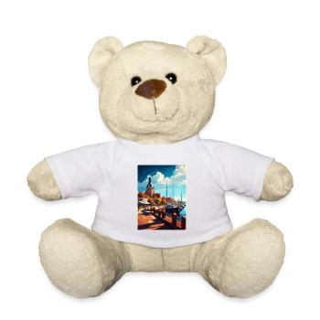 Ustka Poland Vintage Travel Poster WPA Souvenir - Teddy Bear - white - Front
