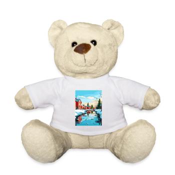 Oulu Finnland Vintage Reiseposter WPA Souvenir - Teddy - Weiß - Vorne