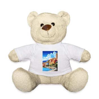Menton France Vintage voyage affiche WPA Souvenir - Nounours - blanc - Devant
